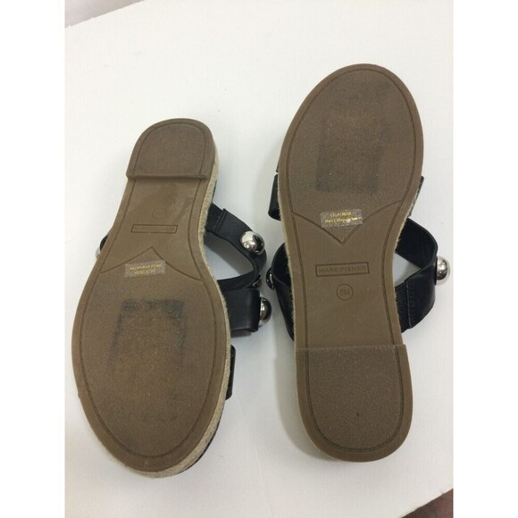 Marc Fisher Prisca Espadrille Silver Studded Slip On Slides Sandals Black Size 8 - Picture 6 of 12